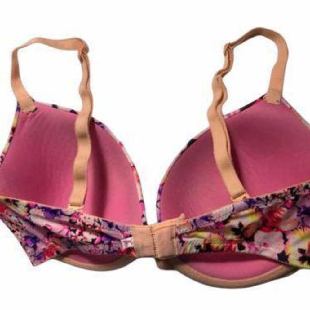 #3484-2 PINK Victoria's Secret Floral Padded T-shirt Bra Size 34D - Picture 2 of 5